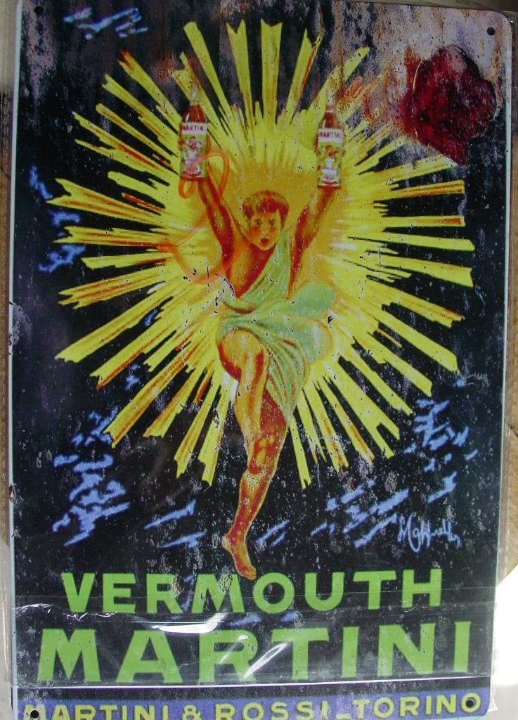 MARTINI VERMOUTH REKLAME -METAAL-, Verzamelen, Ophalen of Verzenden, Gebruikt, Reclamebord