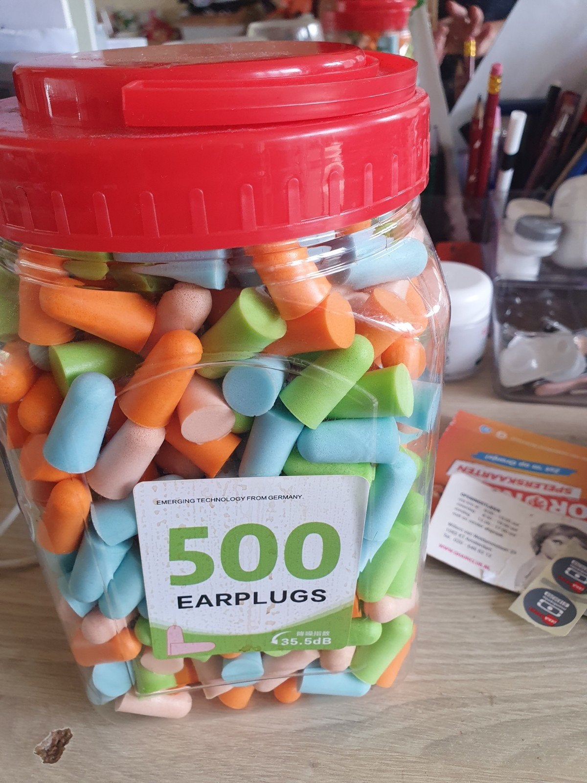 Gehoorbescherming/earplugs, Ophalen