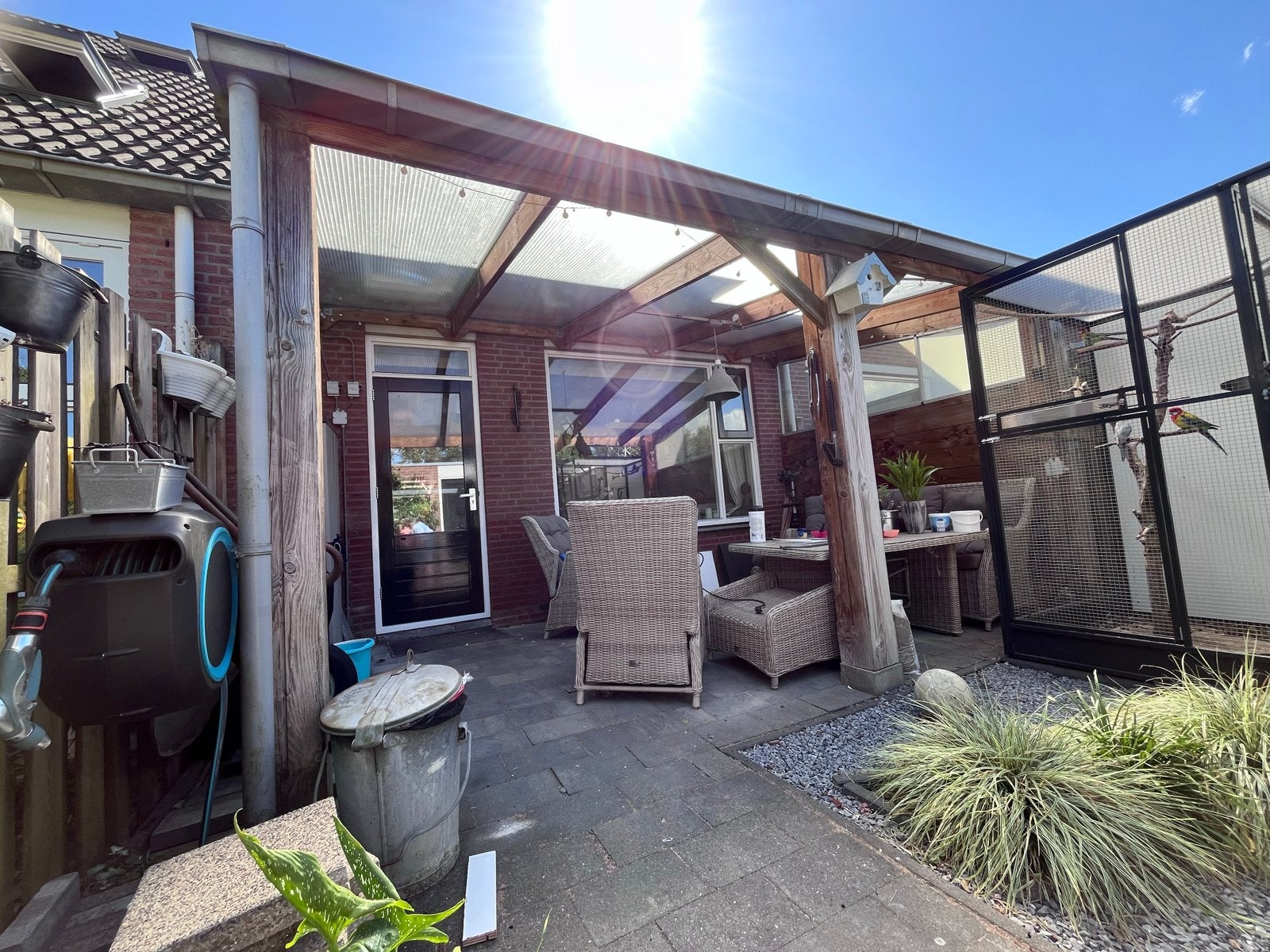 Overkapping Douglas hout met polycarbonaat dak 3.00x4.80m, Tuin en Terras, Ophalen of Verzenden, Gebruikt, Veranda