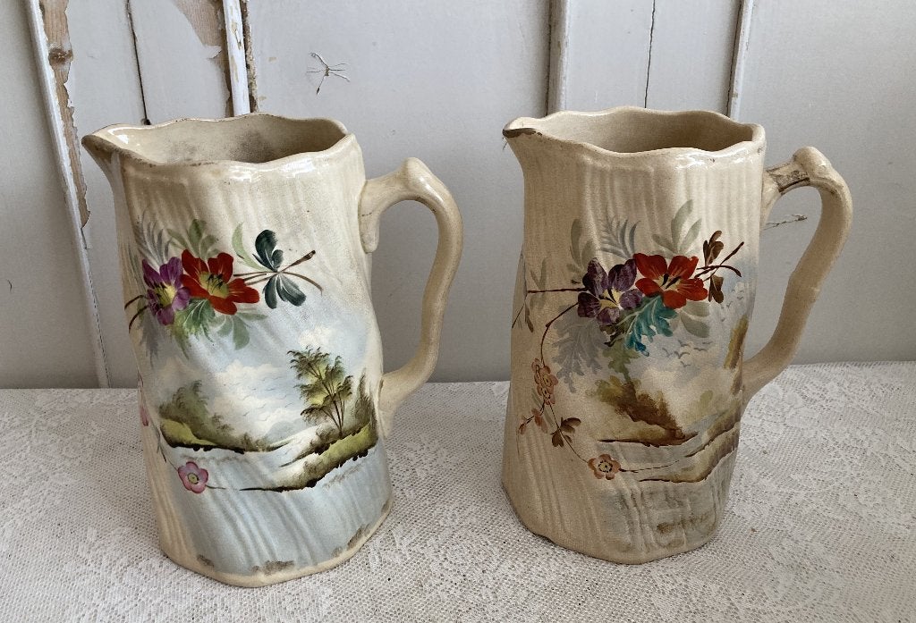 2x Brocante Kan - waterkan - vaas / Mouzin lecat, Antiek en Kunst, Ophalen of Verzenden