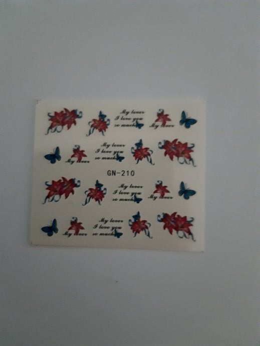 Velletje nagel water decals stickers GN-210 bloemen donker, Nieuw, Ophalen of Verzenden, Handen en Nagels, Toebehoren