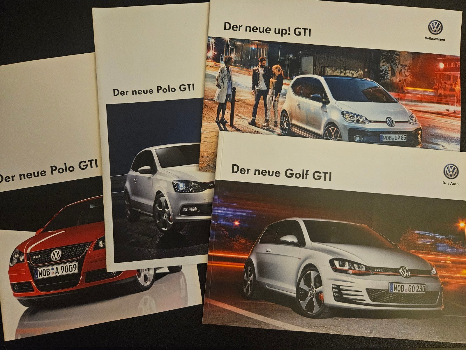 4 Brochures Volkswagen up! / Polo / Golf GTi, Ophalen of Verzenden, Zo goed als nieuw, Volkswagen