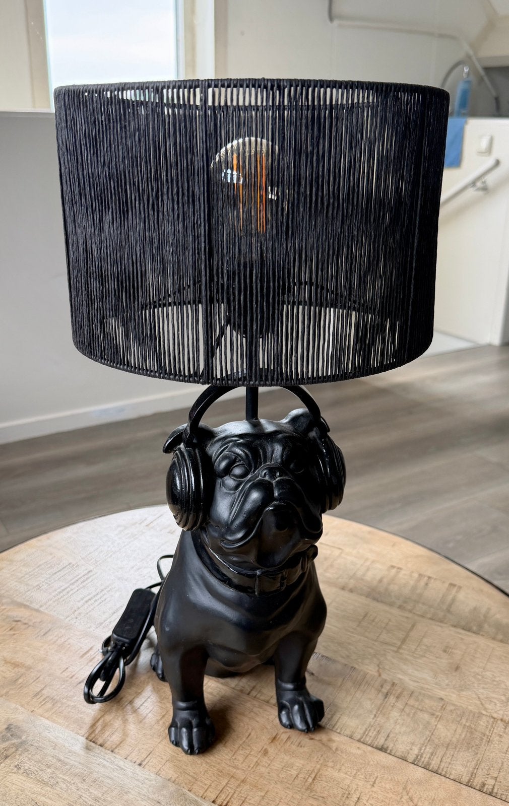 Tafellamp Bulldog met koptelefoon - Zwart, Ophalen, Zo goed als nieuw
