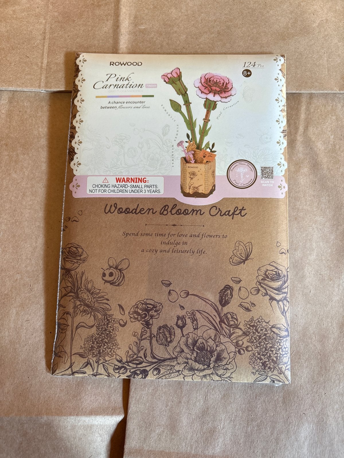 ROWOOD Houten Anjer Knutselset - Roze Bloemen, Roze, Nieuw, Overige merken, Knutselset