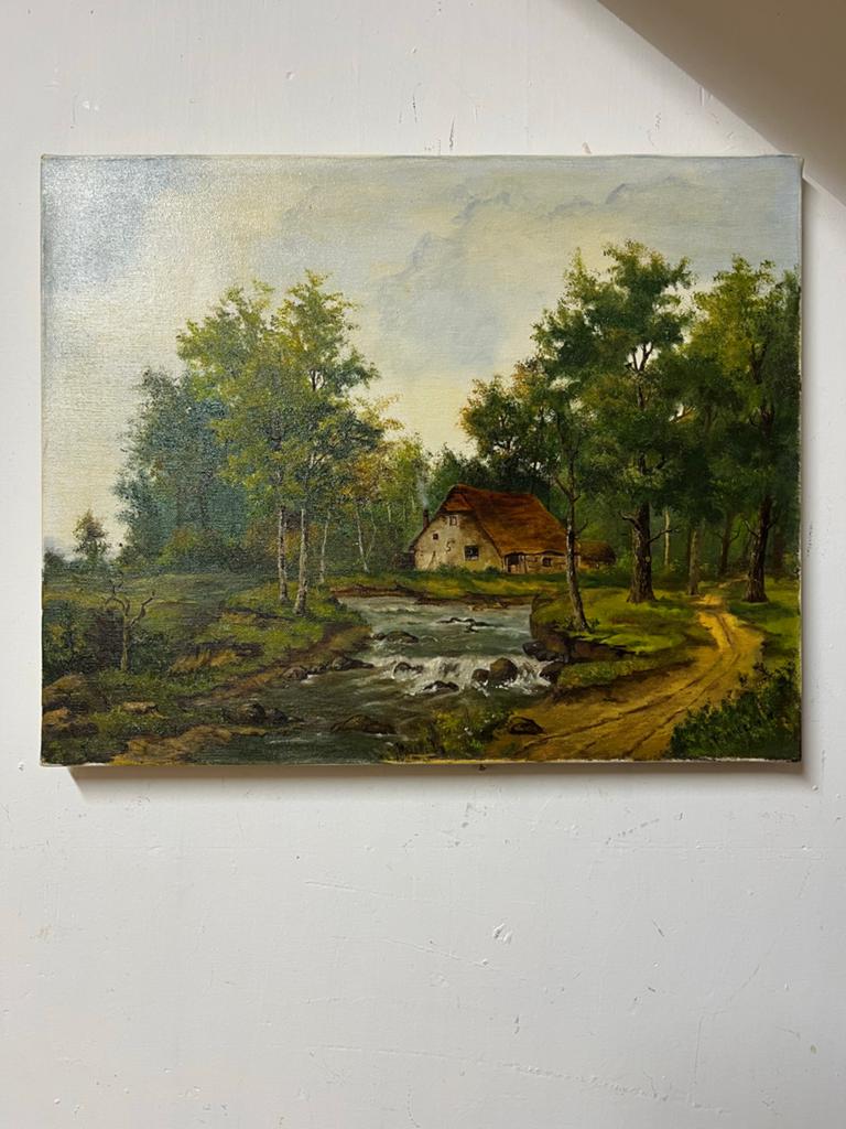 Klassiek Gesigneerd Landschap Schilderij - 50x60cm, Ophalen of Verzenden