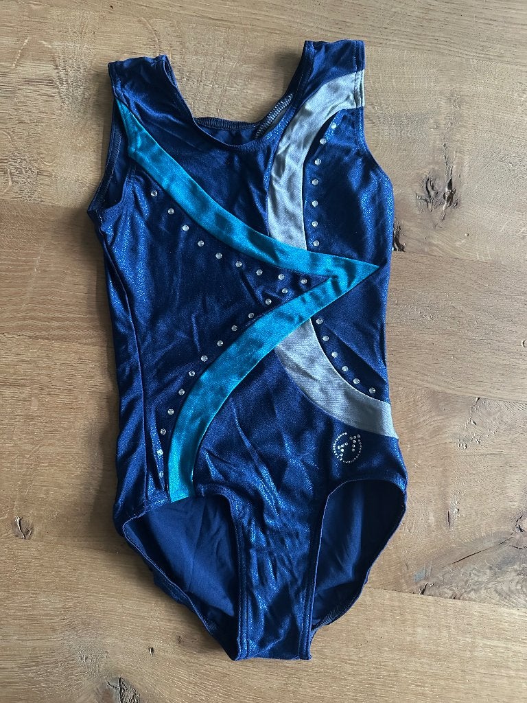 Turnpakje maat 128, Gebruikt, Blauw, Turnpak(je), Kindermaat 122 t/m 140