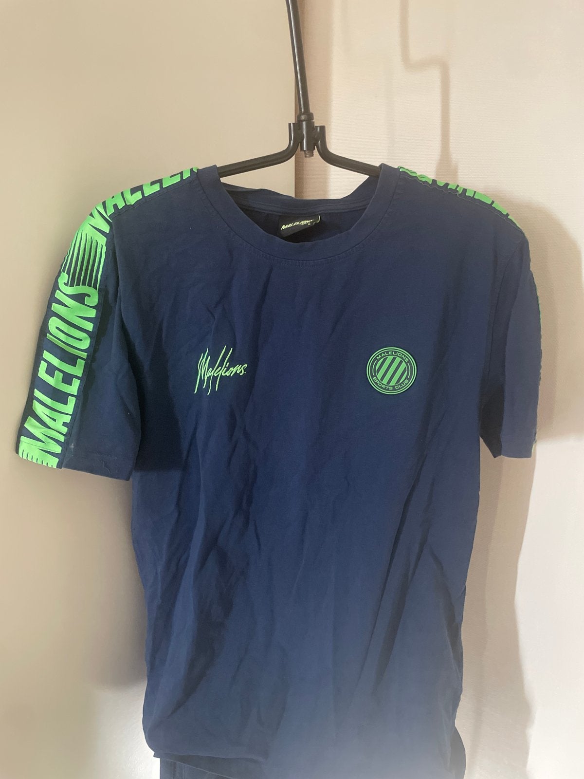 Malelions Sport set - Maat L - Donkerblauw met neon groe, Ophalen of Verzenden, Zo goed als nieuw, Maat 52/54 (L), Blauw