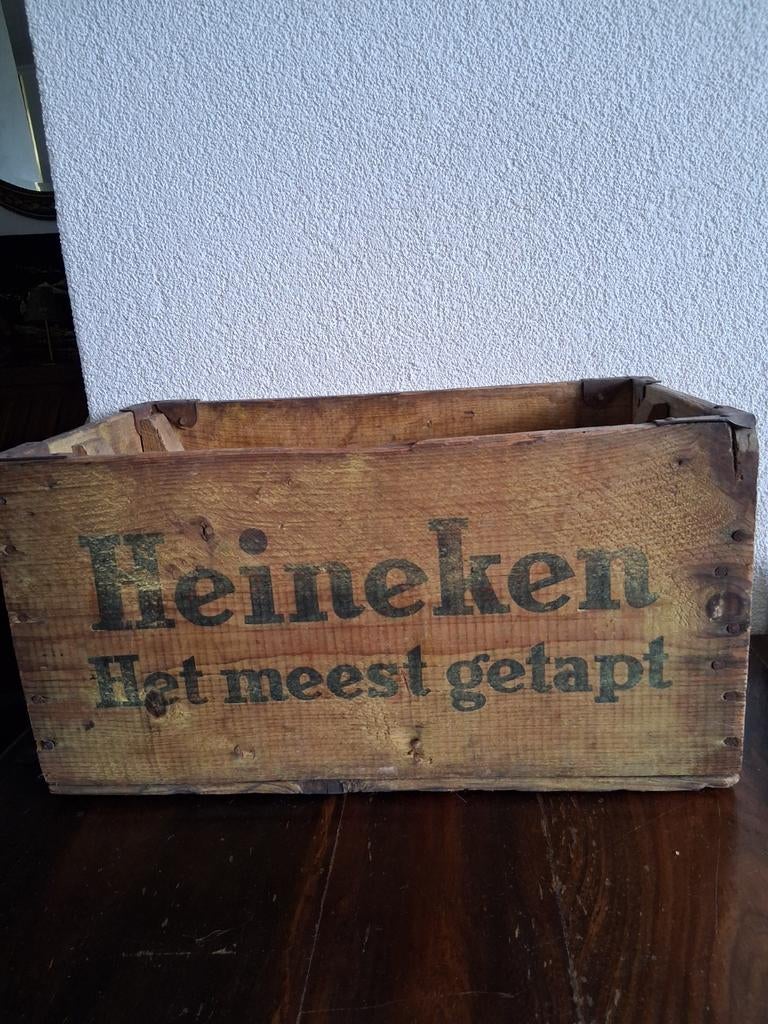 Vintage Heineken Bierkrat - Houten Kist 'Het meest getapt', Ophalen of Verzenden
