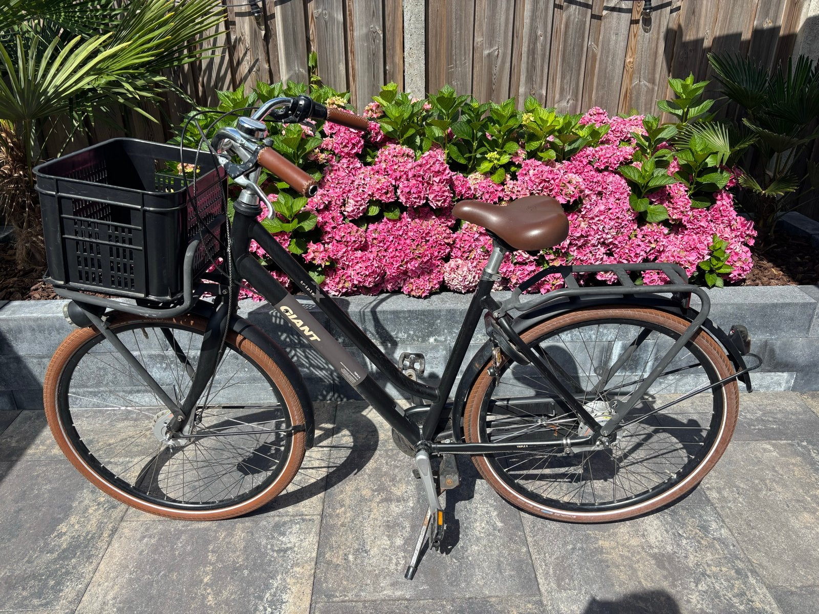 Giant stadsfiets met mand, Fietsen en Brommers, Ophalen, Terugtraprem, Gebruikt, Versnellingen