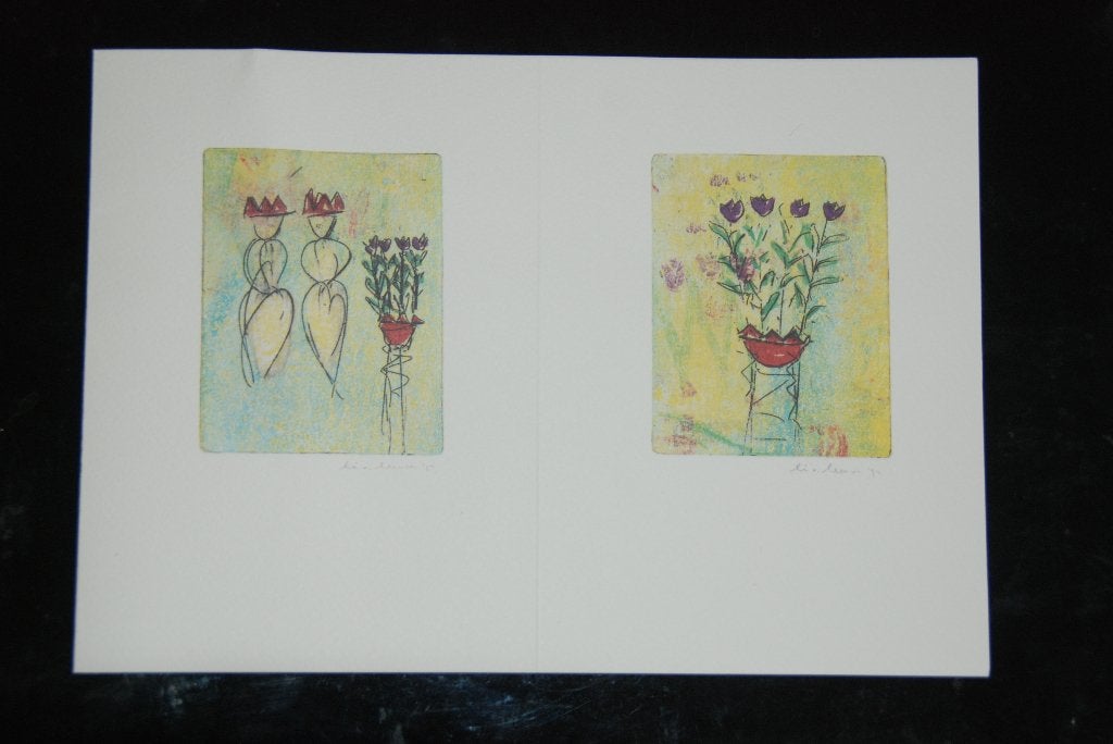 4 Prenten Kaarten bloemen Lia van Leeuwen wanddecoratie, Verzenden