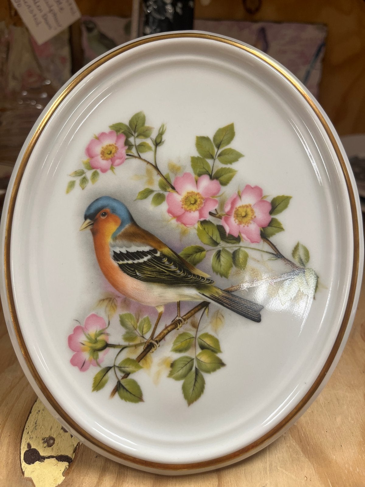 Vintage Jaeger Bavaria Germany decoratief bordje met vogel, Ophalen of Verzenden