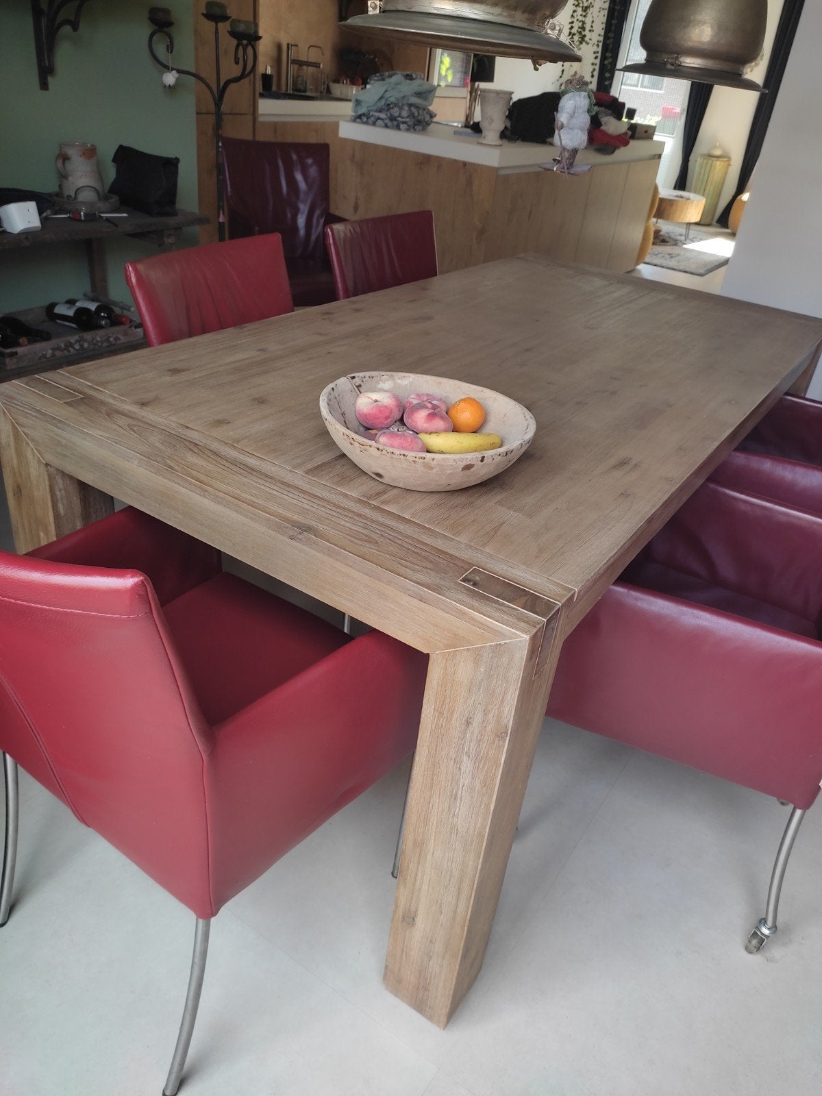 Grote uitschuiftafel van acaciahout, Huis en Inrichting, Tafels | Eettafels, Gebruikt, 50 tot 100 cm, 200 cm of meer, Vijf personen of meer