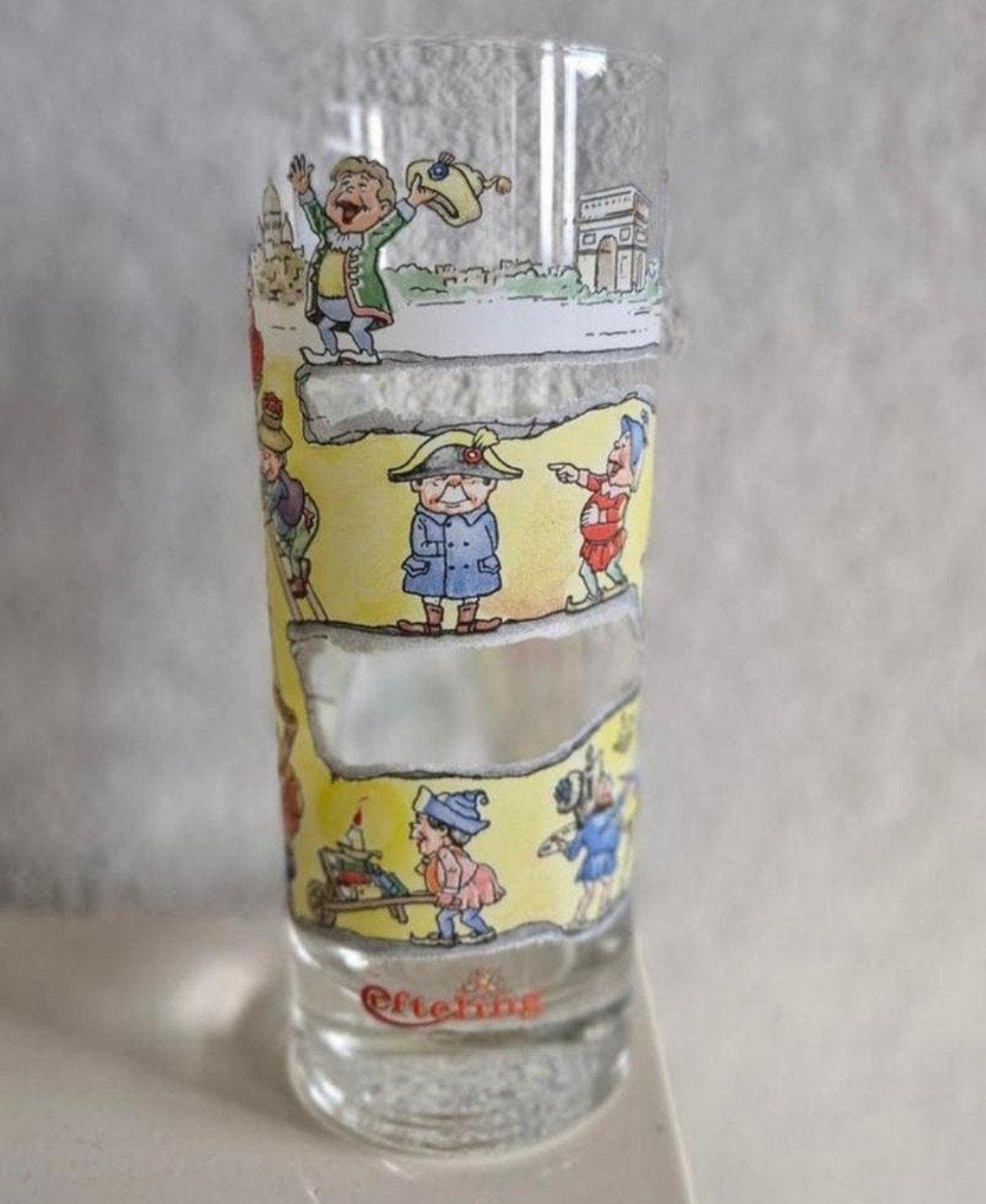 Efteling glas met Parijs-thema, Ophalen of Verzenden, Gebruikt, Gebruiksvoorwerp