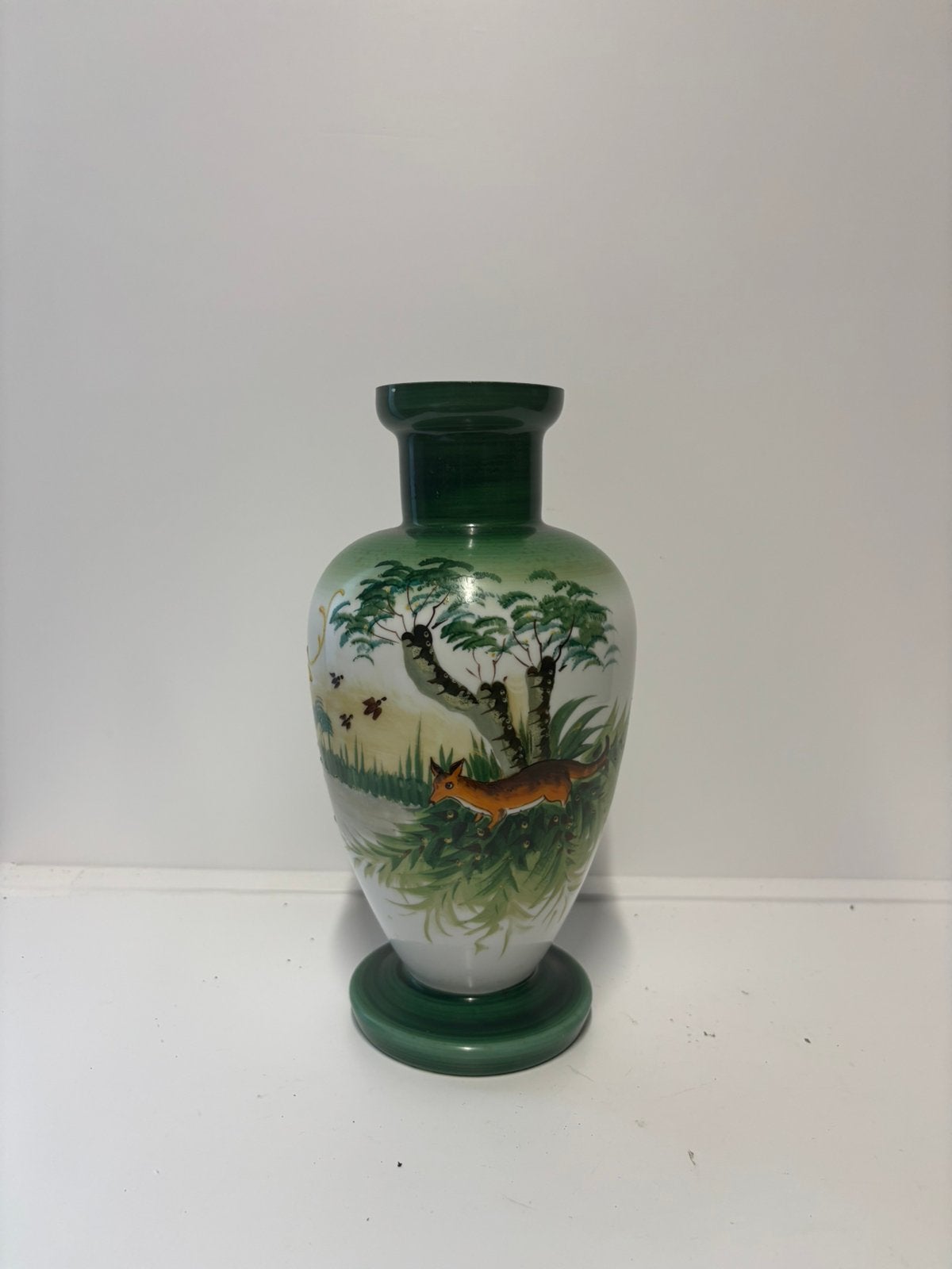 Vintage 40s 50s Franse opaline glas vaas vos, Verzenden