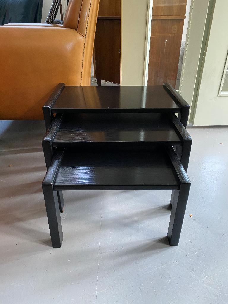 50% SALE: vintage bijzettafeltjes, mimiset nesting tables, Ophalen, Minder dan 45 cm, Minder dan 55 cm, Gebruikt