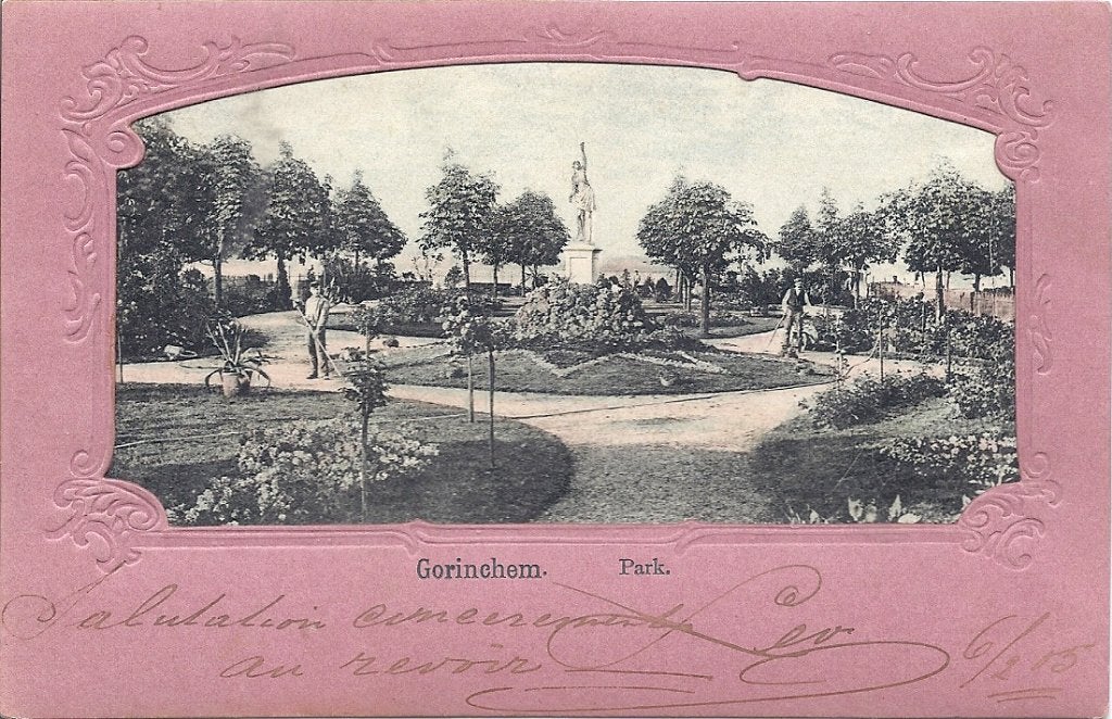 Gorinchem Sierkaart Park met mensen, Verzenden, Voor 1920, Ongelopen, Zuid-Holland