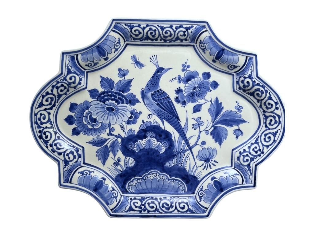 Delfts blauw wandbord met vogel – De Porceleyne Fles (1977), Ophalen of Verzenden