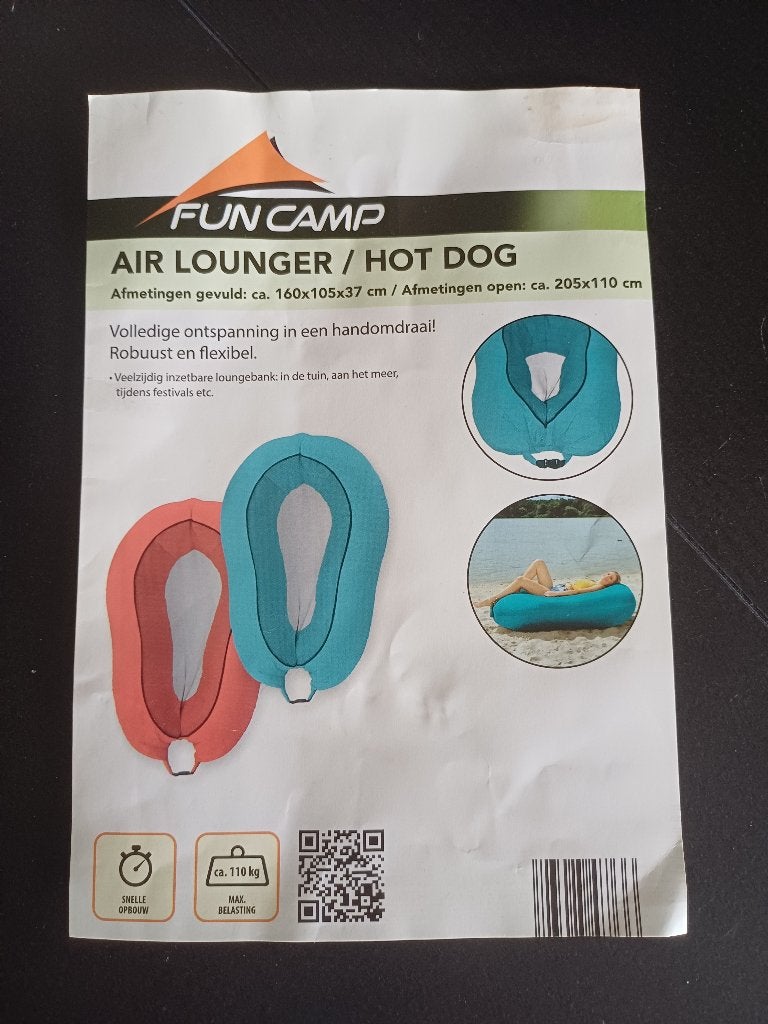 airlounger blauw nieuw in draagzak, Caravans en Kamperen, Ophalen of Verzenden, Nieuw, 1-persoons
