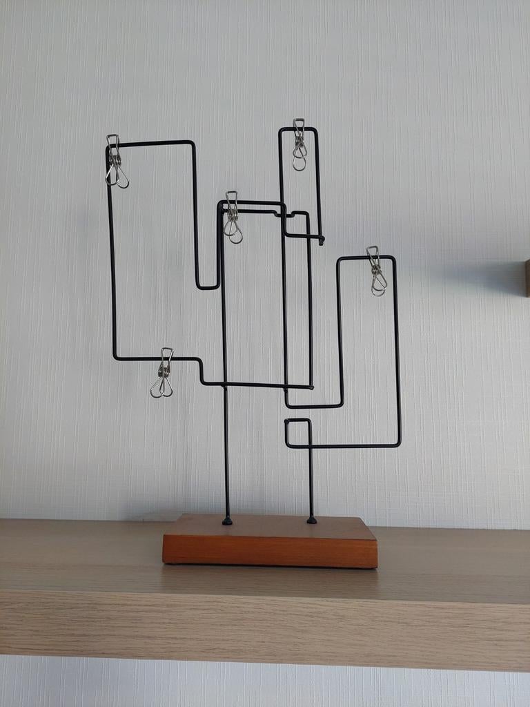 Modern fotolijstje/fotohouder van metaal en hout, Ophalen, Zo goed als nieuw