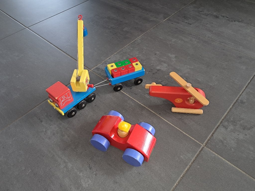 Houten speelgoed (set van 3), Ophalen of Verzenden, Zo goed als nieuw, Overige typen