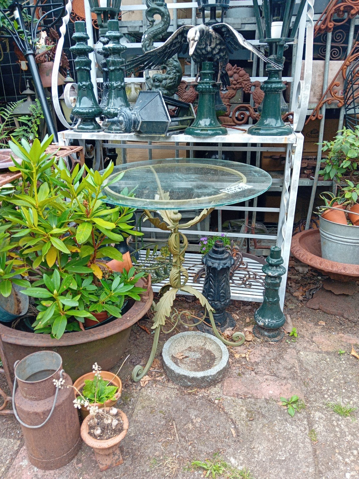 Tuintafeltje m/z glazen blad Ook: "De Evenaar" Eemnes, Ophalen, Gebruikt