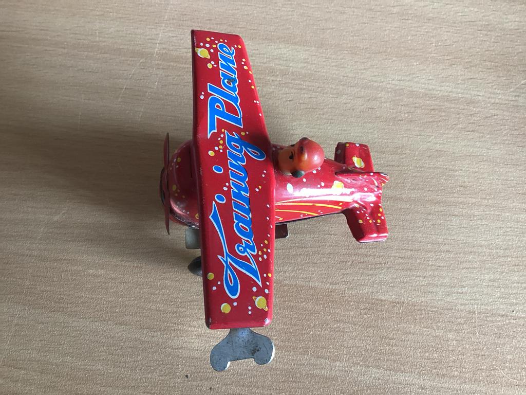 Vintage blikken speelgoedvliegtuig 'Training Plane', Verzamelen, Ophalen of Verzenden, Gebruikt