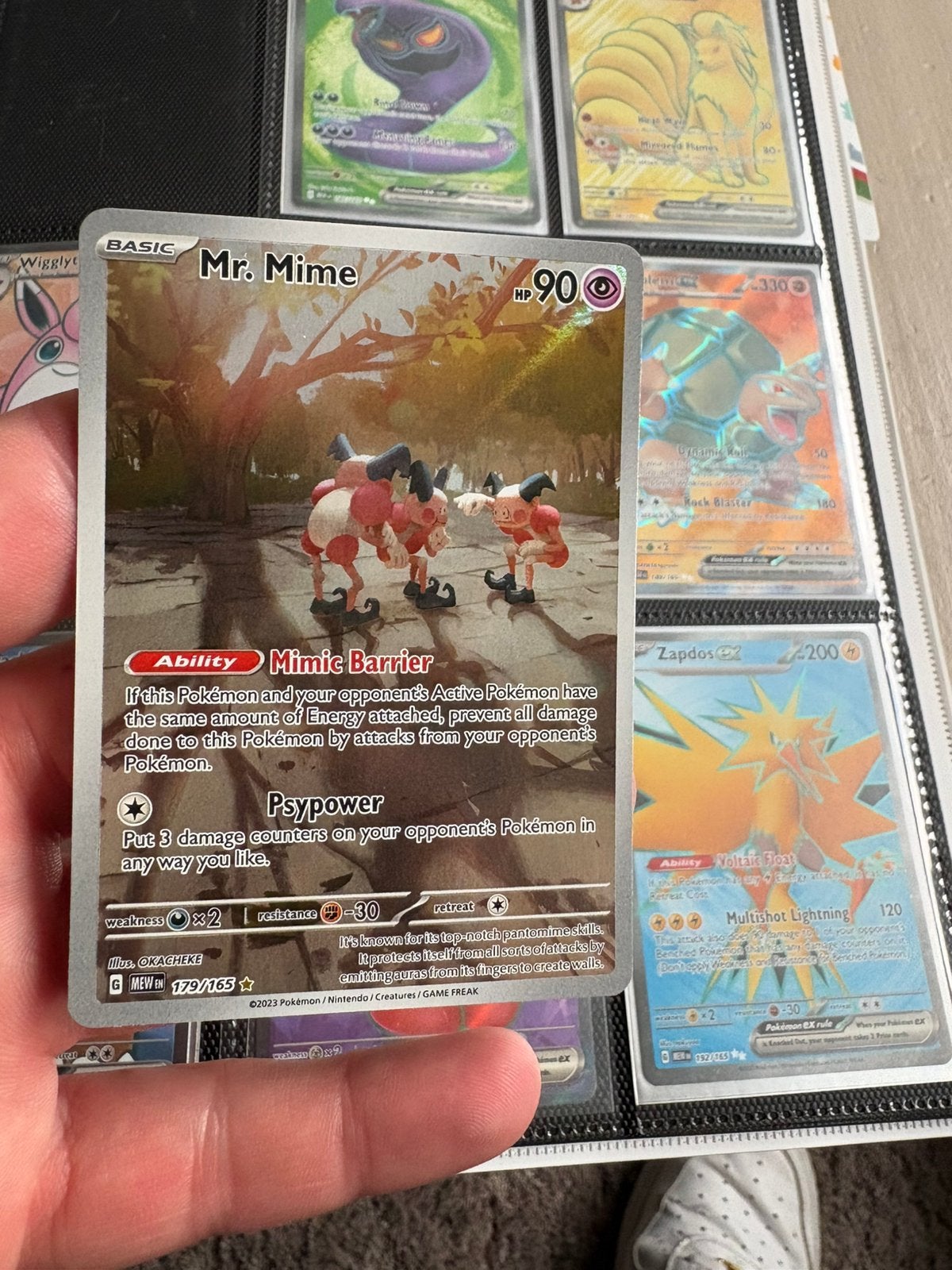 Mr mime full art 151, Ophalen of Verzenden, Zo goed als nieuw, Meerdere kaarten, Foil