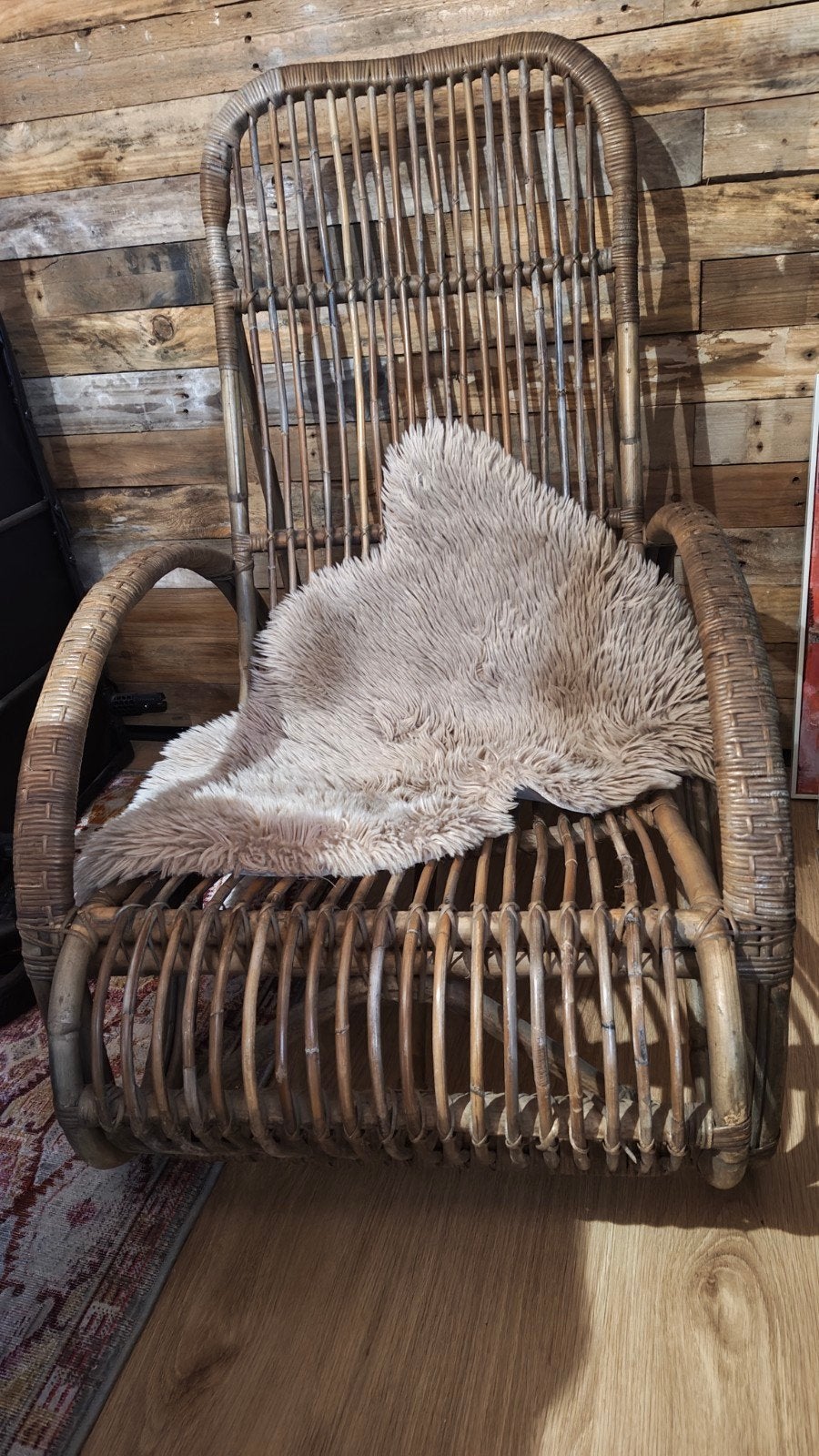 Vintage rotan schommelstoel, Ophalen