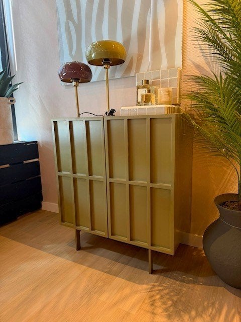 HK Living - Cupboard - Olive Green - 80x40x89cm, Ophalen, Met deur(en), 100 tot 150 cm, Zo goed als nieuw