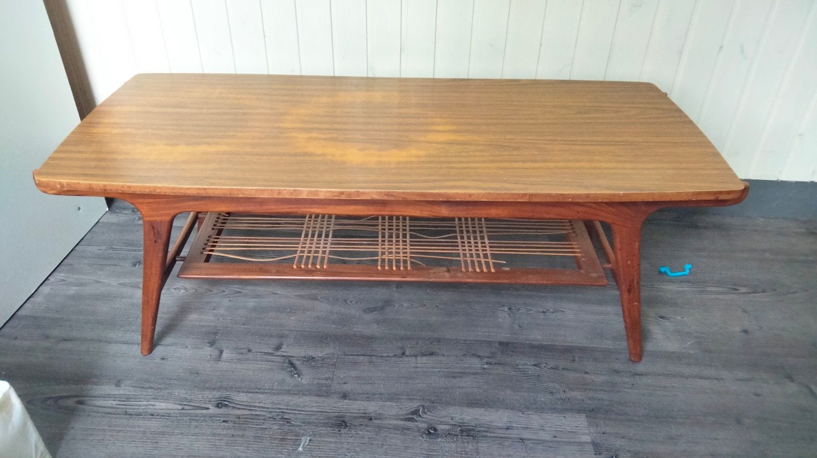 Vintage Salontafel met Rotan Detail, Ophalen
