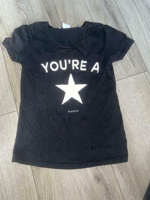 Nik&nik nik & nik shirt tshirt zwart zwarte 152 star, Kinderen en Baby's, Kinderkleding | Maat 152, Gebruikt, Nik&Nik, Shirt of Longsleeve