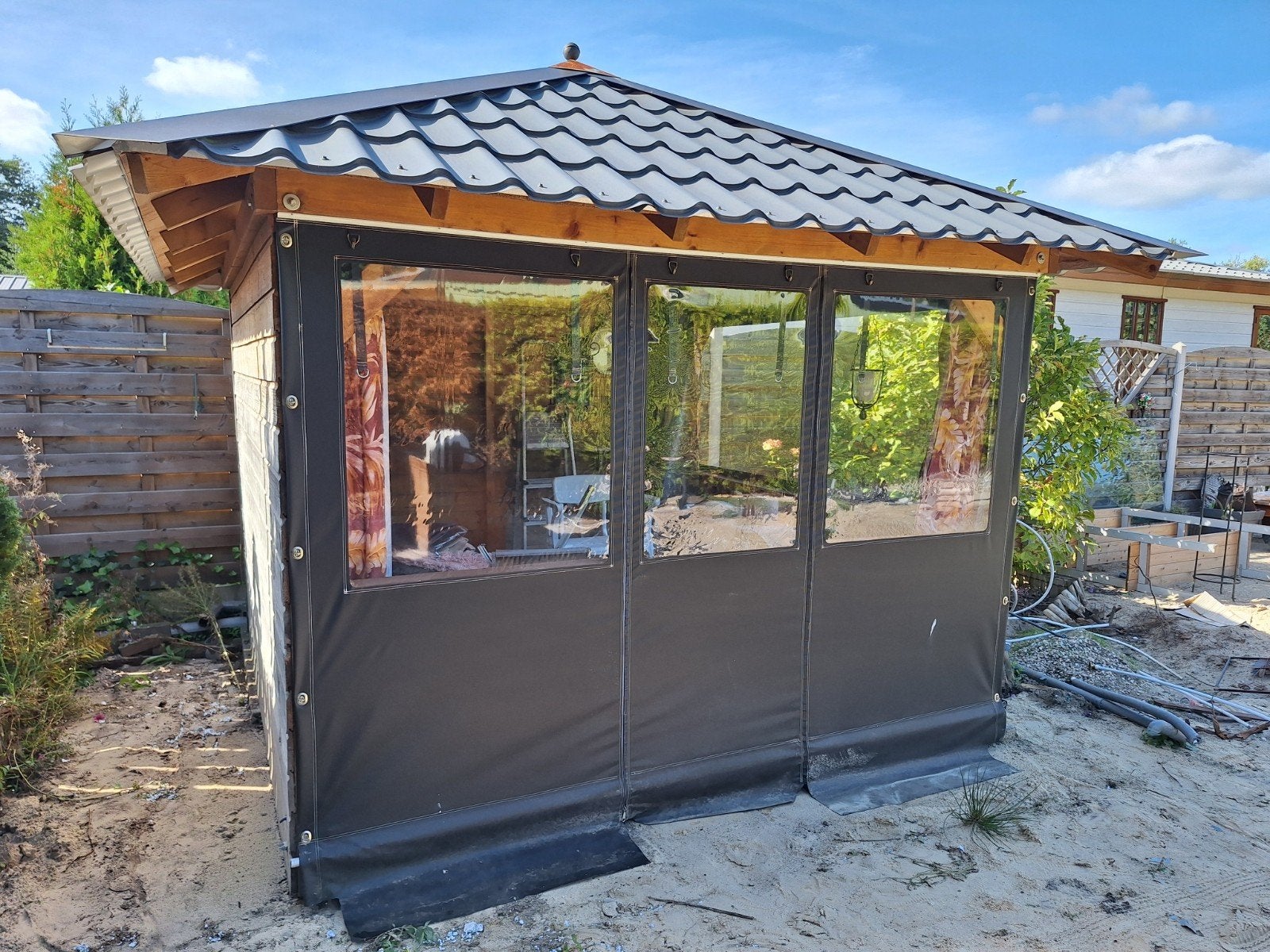 Prieel overkapping 3x3 meter - afsluitbaar, Tuin en Terras, Ophalen of Verzenden, Minder dan 5 meter