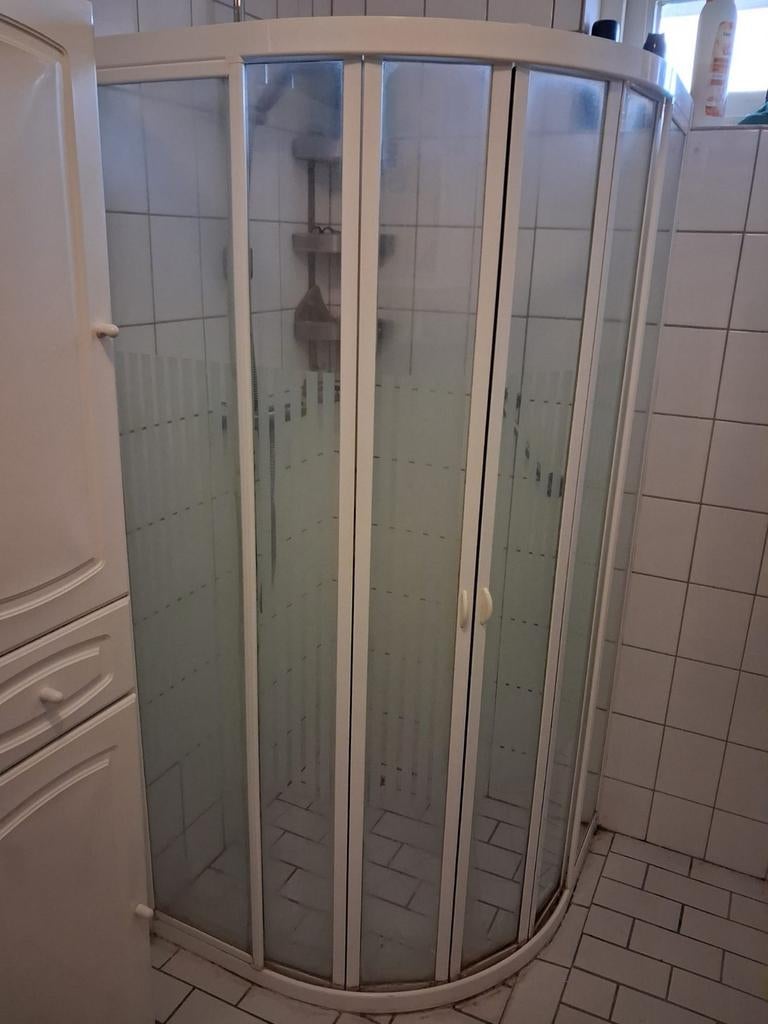 Douchecabine kwartrond met schuifdeuren, Doe-het-zelf en Verbouw, Ophalen, Gebruikt, Glas, Douche