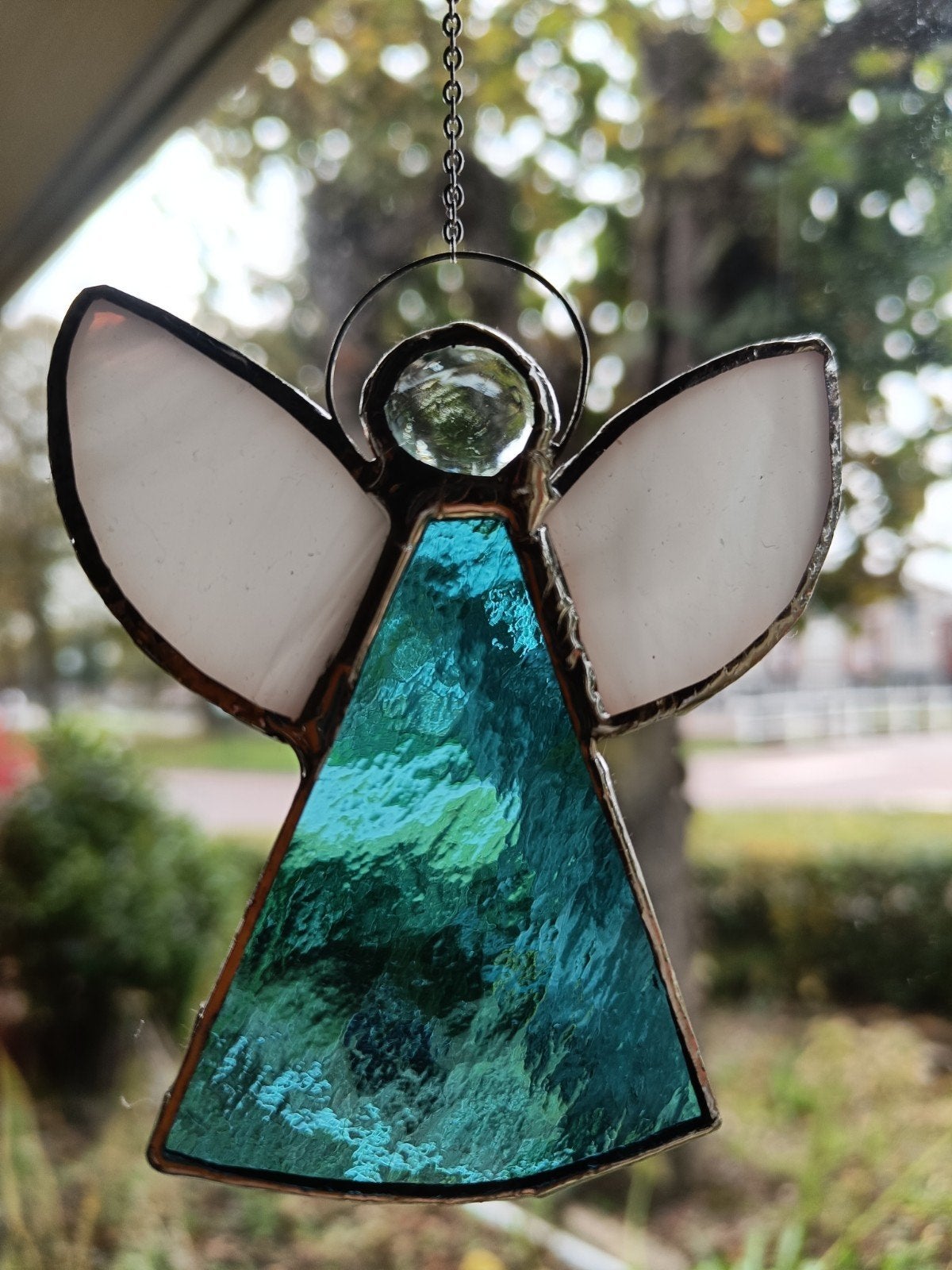 Glazen Engel Hanger - Tiffany Stijl, 10 / 15 cm hoog, Ophalen of Verzenden, Zo goed als nieuw, Meerkleurig, Glas