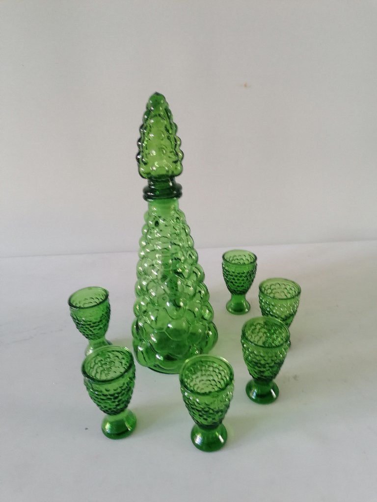 Empoli decanter/stopfles met glaasjes izgst groen, Ophalen of Verzenden