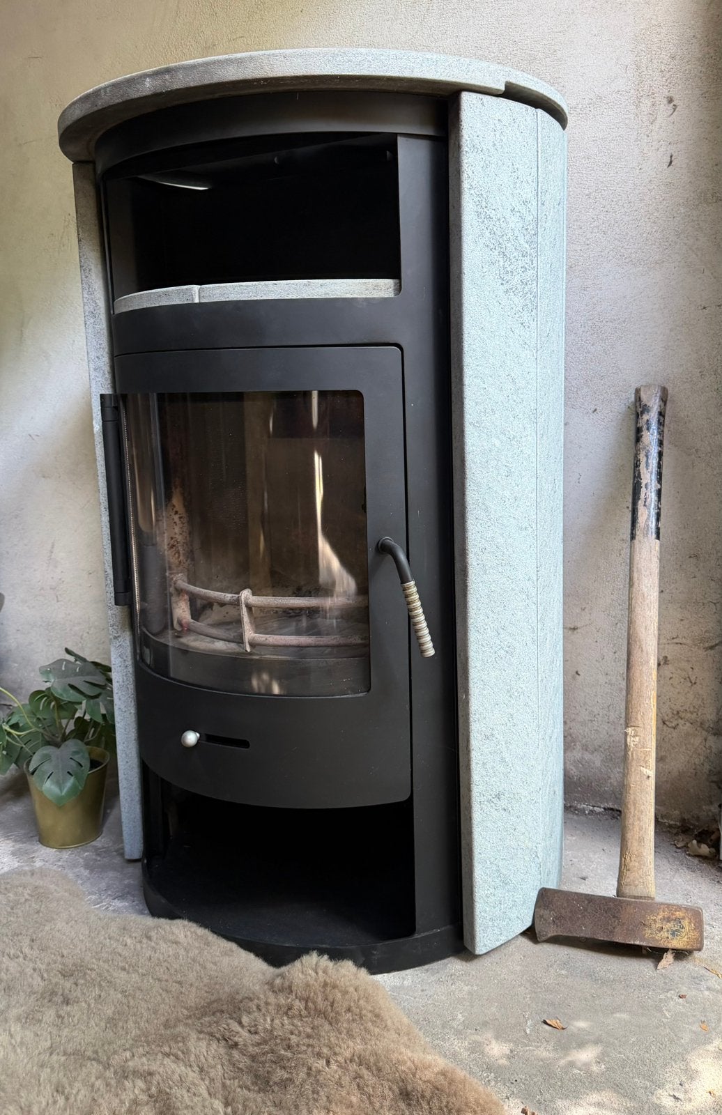 Prachtige 🔥SCAN line speksteen houtkachel BLACK-grey ZGAN, Ophalen, Houtkachel, Zo goed als nieuw, Vrijstaand