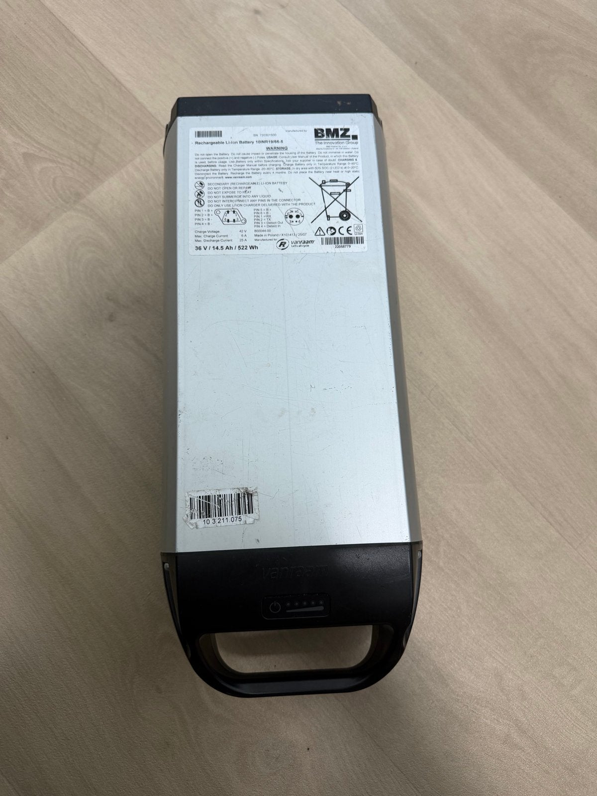 BMZ Van Raam E-bike Accu 36V 14.5Ah 522Wh met lader, Ophalen of Verzenden, Gebruikt