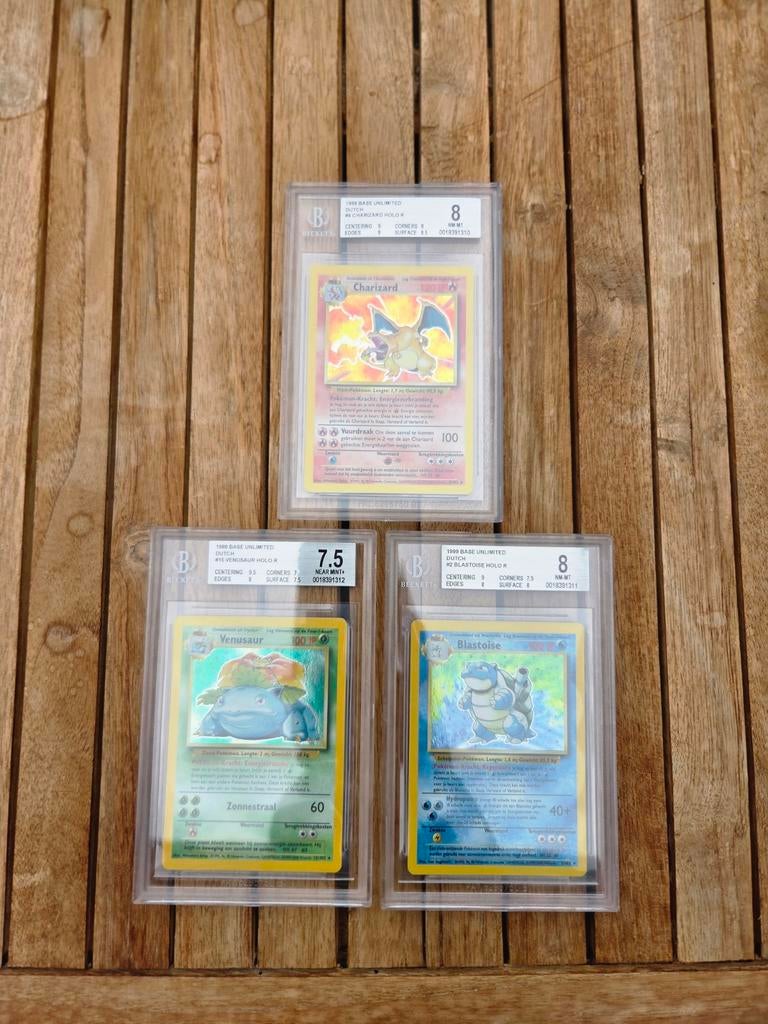 Base Set Charizard, Blastoise & Venusaur Trio BGS Graded, Ophalen of Verzenden