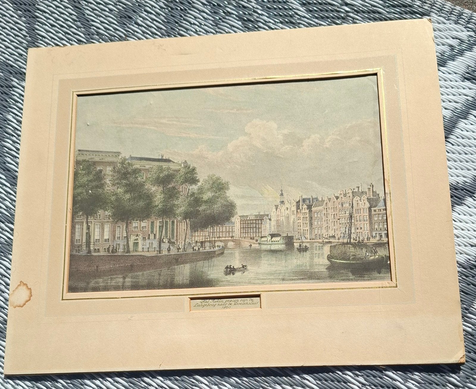 Antieke prent Het Rokin, Amsterdam - 1860, Antiek en Kunst, Ophalen of Verzenden