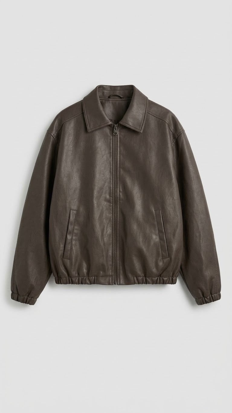 Stijlvol bruin leatherjacket Zara S-M, Kleding | Heren, Ophalen of Verzenden, Zo goed als nieuw, Maat 48/50 (M), Bruin