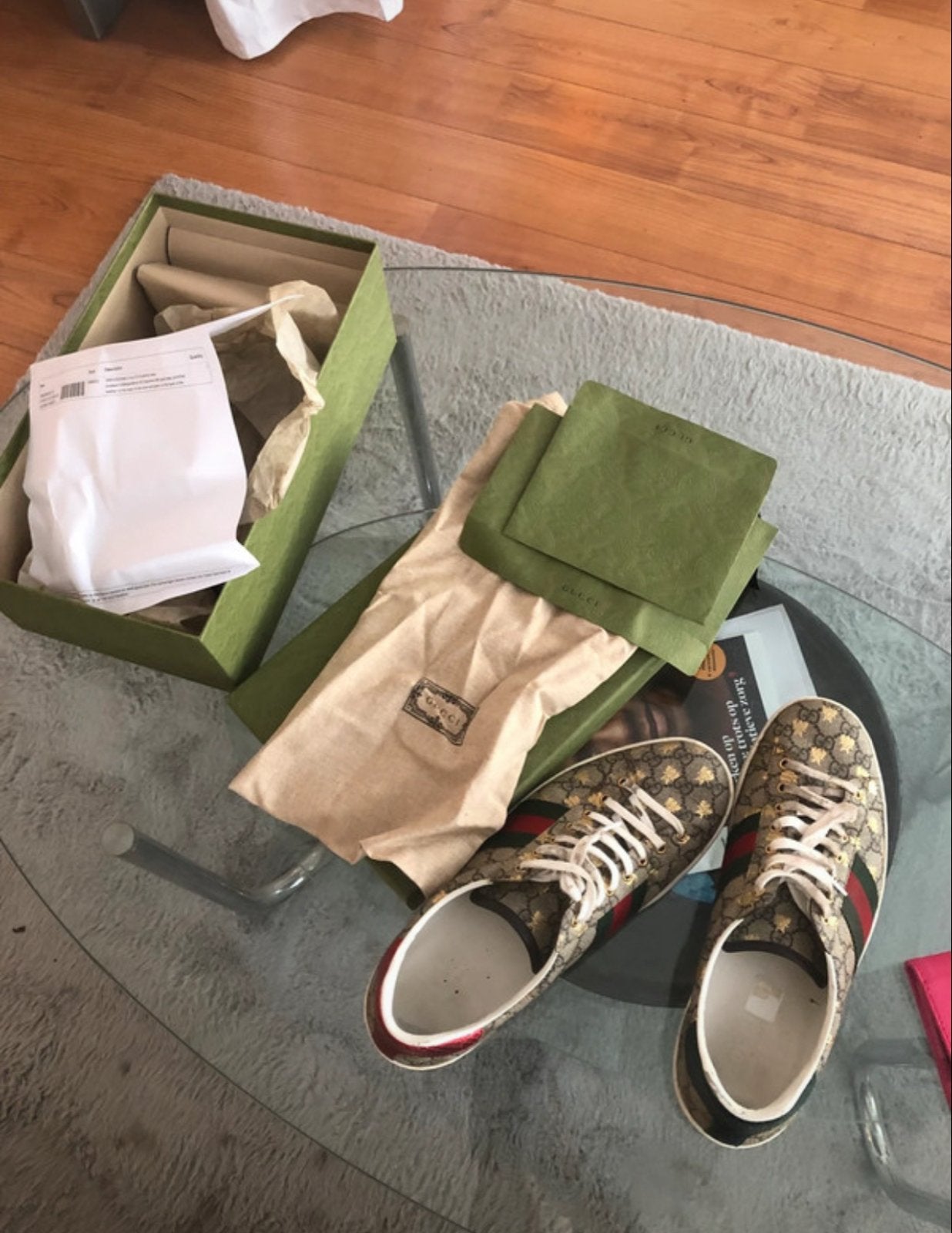Gucci Ace sneakers met bijen en strepen, Ophalen of Verzenden, Gedragen, Bruin, Sneakers of Gympen