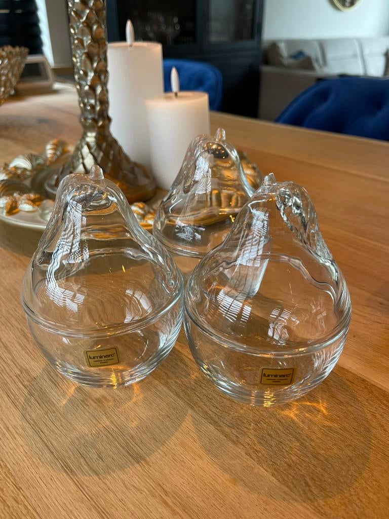 Vintage peren glazen potjes, Ophalen of Verzenden, Zo goed als nieuw