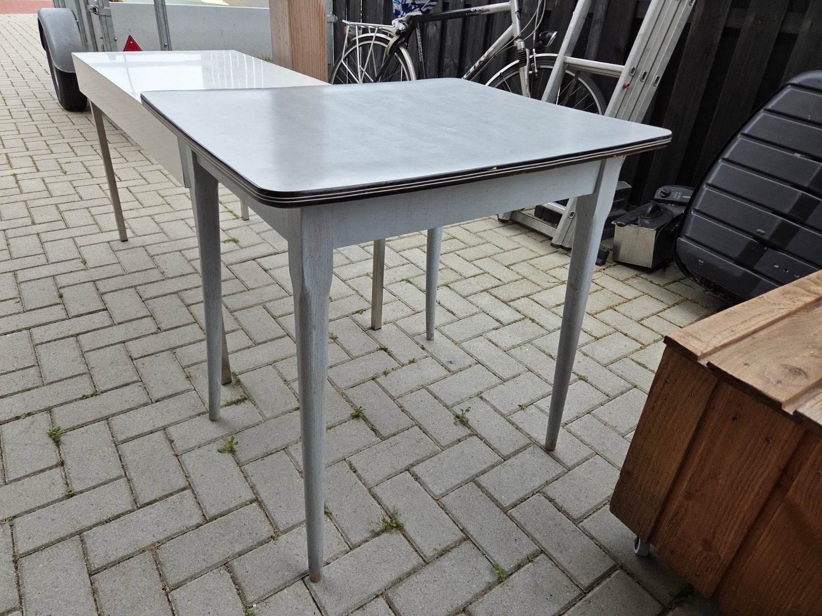 Vintage bijzettafel / keukentafel - grijs, Ophalen