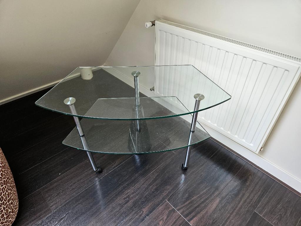Glazen TV tafel, Ophalen, Gebruikt, 50 tot 100 cm, Glas