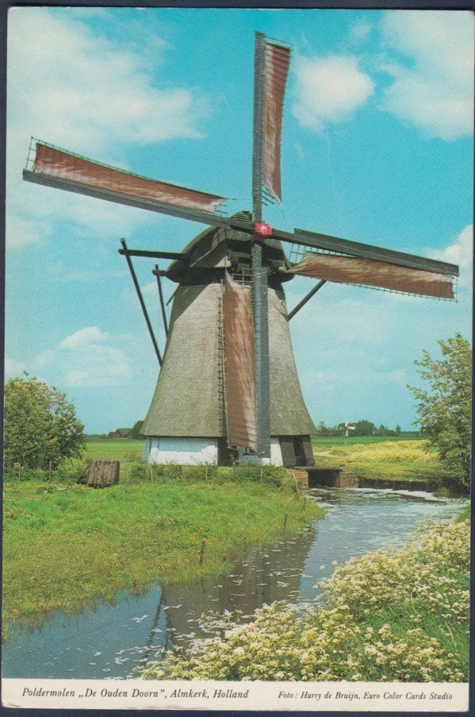 Molen Almkerk Poldermolen De Ouden Doorn Info achterkant, Verzenden, 1980 tot heden, Ongelopen, Noord-Brabant