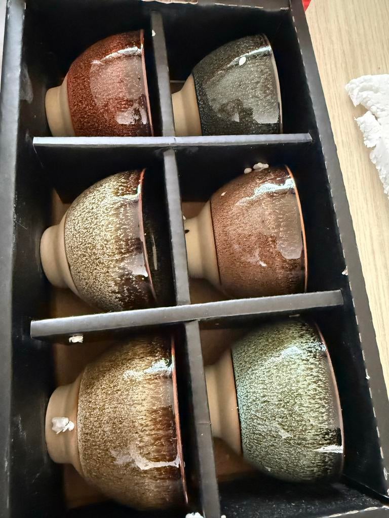 Set van 6 Japanse keramische kommen - Nieuw in doos, Keramiek, Nieuw, Ophalen of Verzenden, Kom(men)