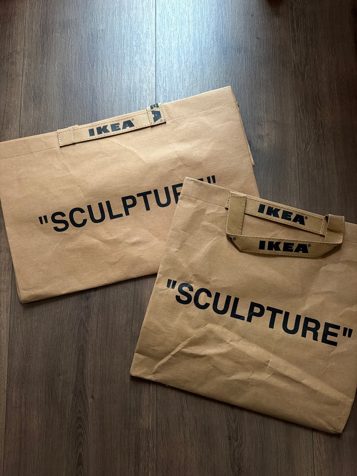 Ikea x Virgil Abloh "SCULPTURE" tassen set, Ophalen, Zo goed als nieuw, Bruin, Papier/karton