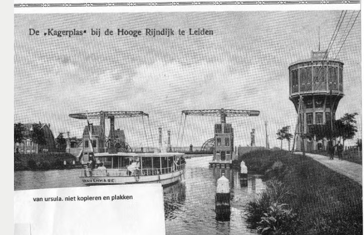 1922 De Hooge Rijndijk met de Watertoren en passagiersschip, Verzamelen, Ophalen of Verzenden, 1960 tot 1980, Zo goed als nieuw