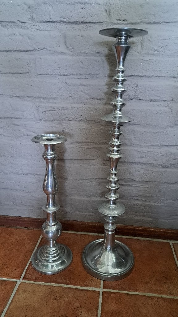 Vloerkandelaar x2, Gebruikt, Ophalen of Verzenden, Metaal, Kandelaar