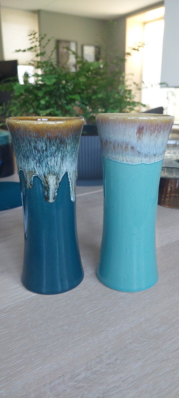 Set van 2 Fairtrade keramische vazen - Turquoise en Blauw, Ophalen, Blauw